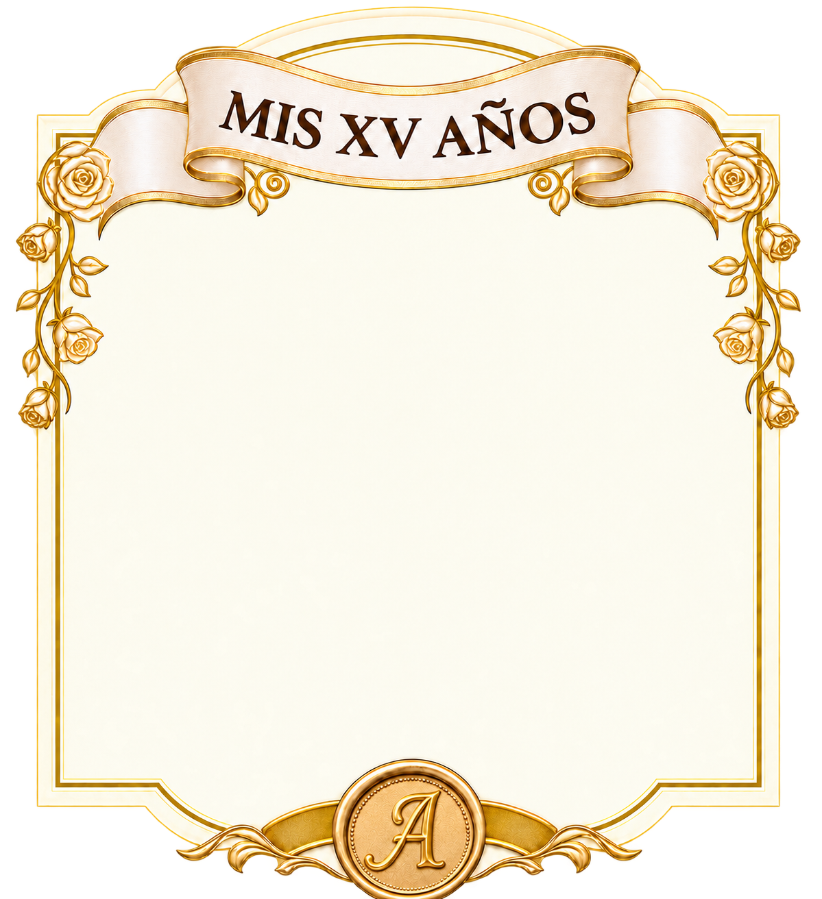 Marco dorado de recepción para mis XV años